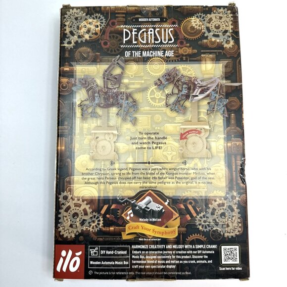 NEW Wooden Automata Music Box Pegasus Of The Machine Age Steampunk Mechanical - Picture 3 of 6